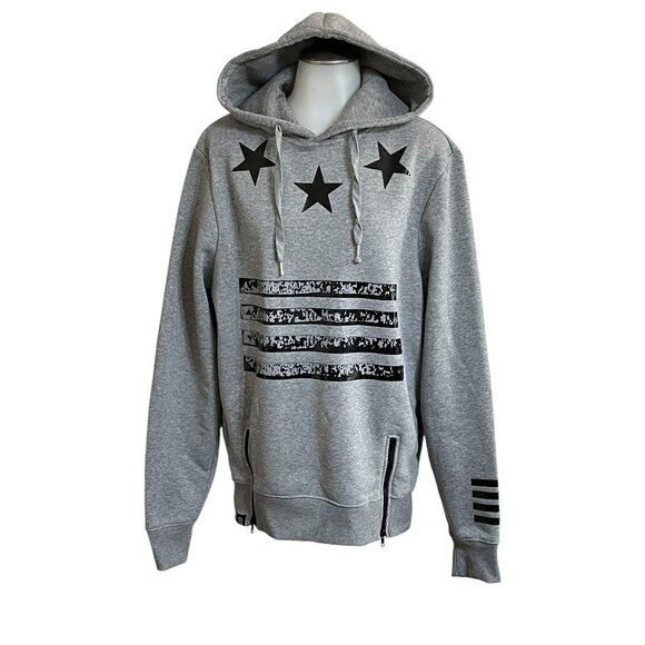 THE RESEARCH.Women  Grey  Ziper Decoration  Print Stats Hood Sweatshirt Size L - Picture 1 of 11